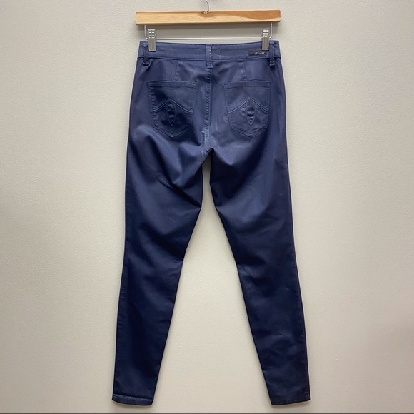 Revolve Level 99 Paris Moto Coated Skinny Jeans Size 25 Denim‎ Blue Leather Look - Picture 2 of 9